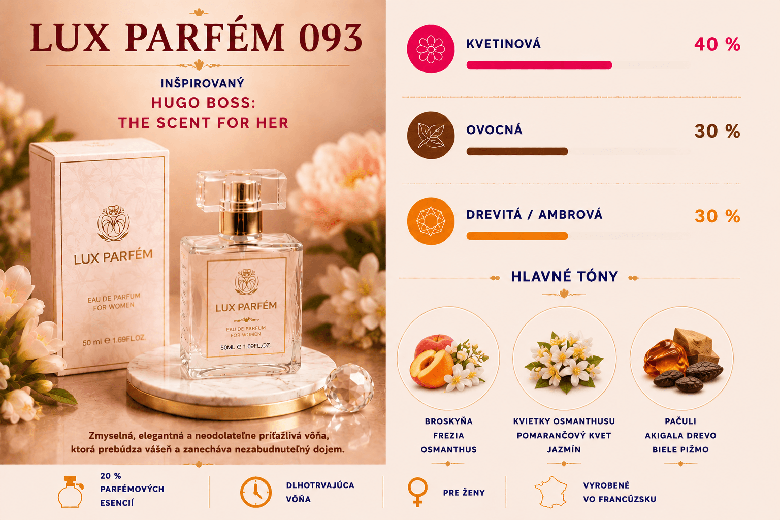 Lux Parfém 093 – Inšpirovaný Hugo Boss: The Scent for Her